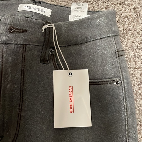 NWT GoodAmerican gray wax jeans - Picture 2 of 6
